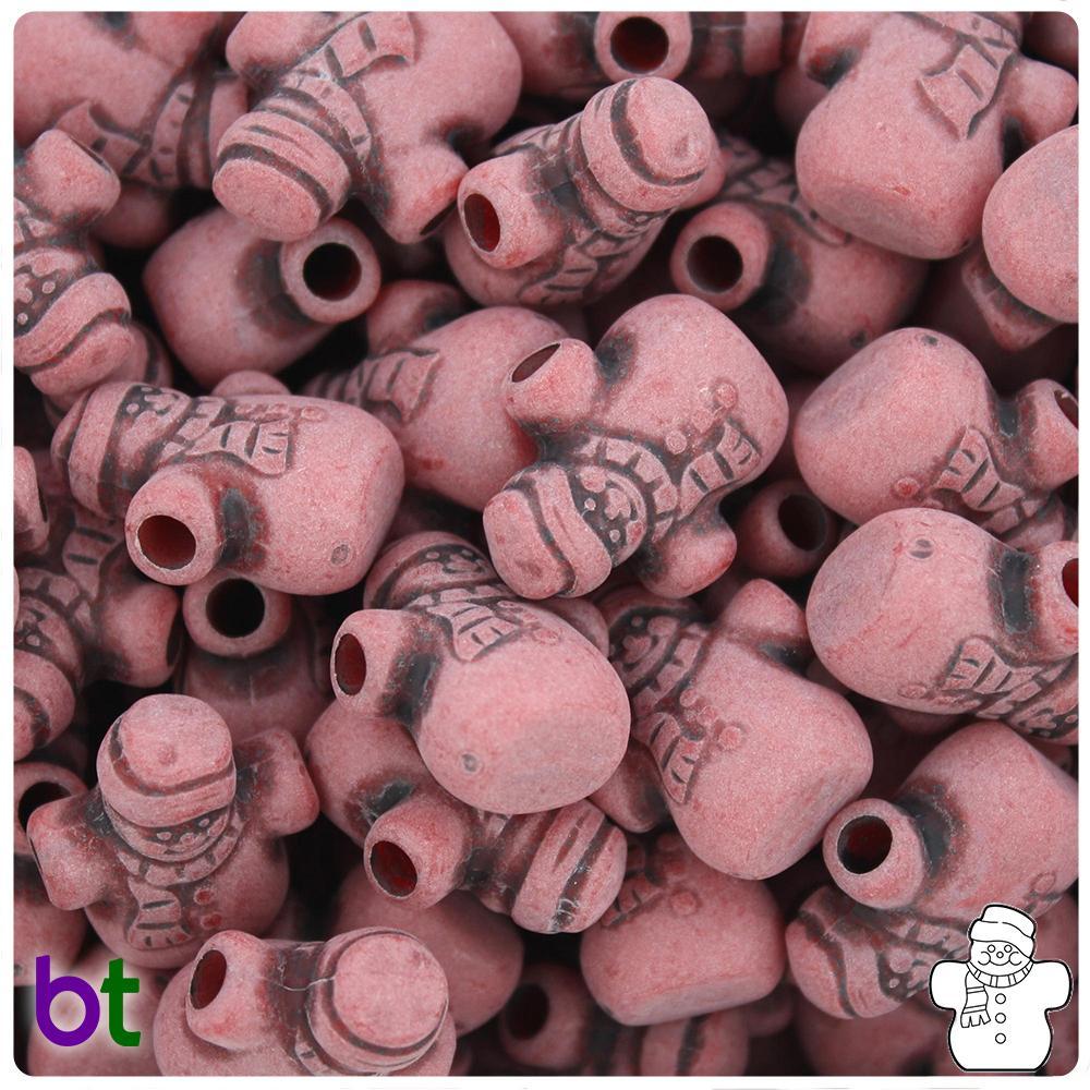 Red Antique 22mm Snowman Pony Beads (8pcs)