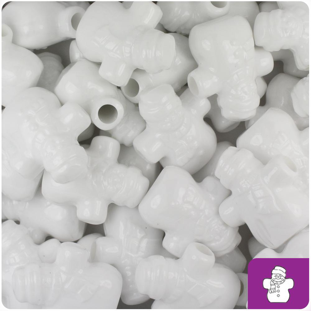 White Opaque 22mm Snowman Pony Beads (8pcs)