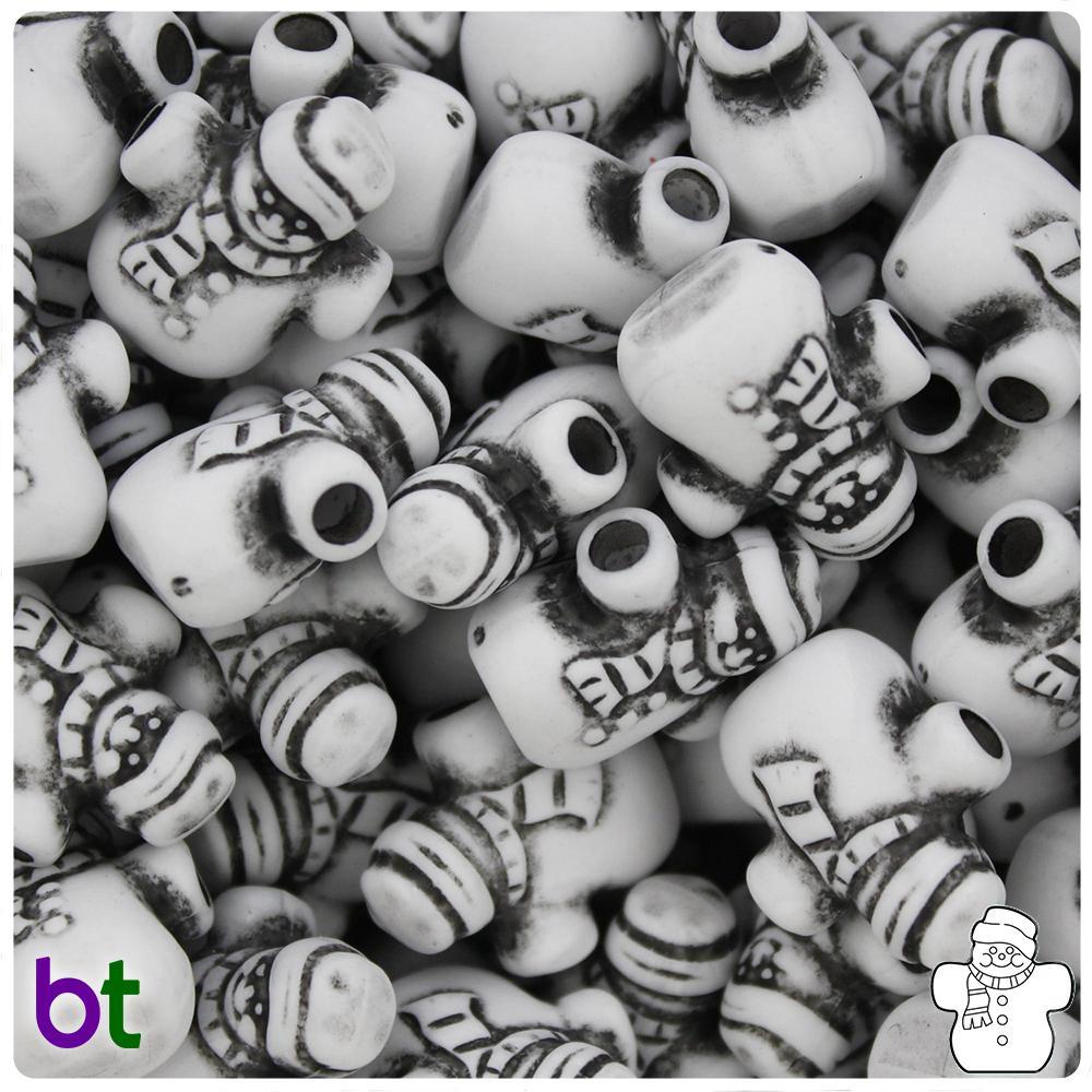 White Antique 22mm Snowman Pony Beads (8pcs)