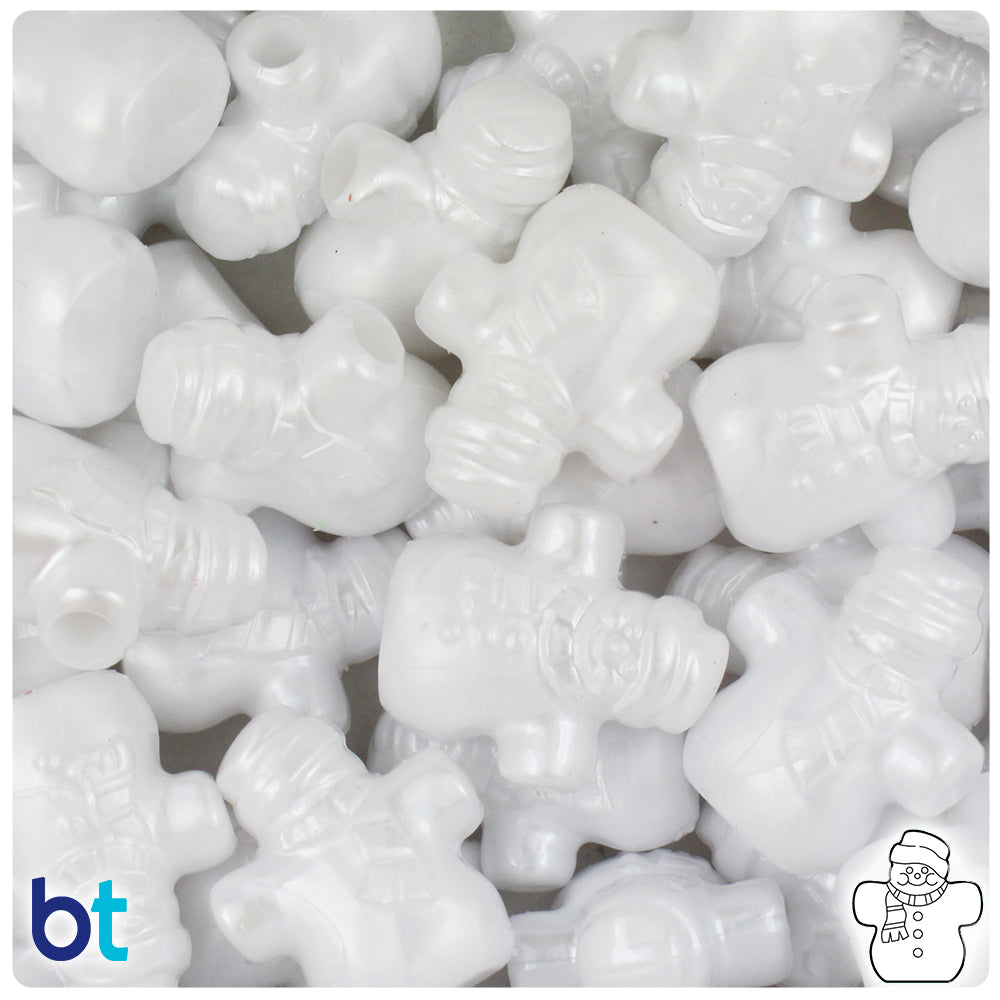 White Pearl 22mm Snowman Pony Beads (24pcs)