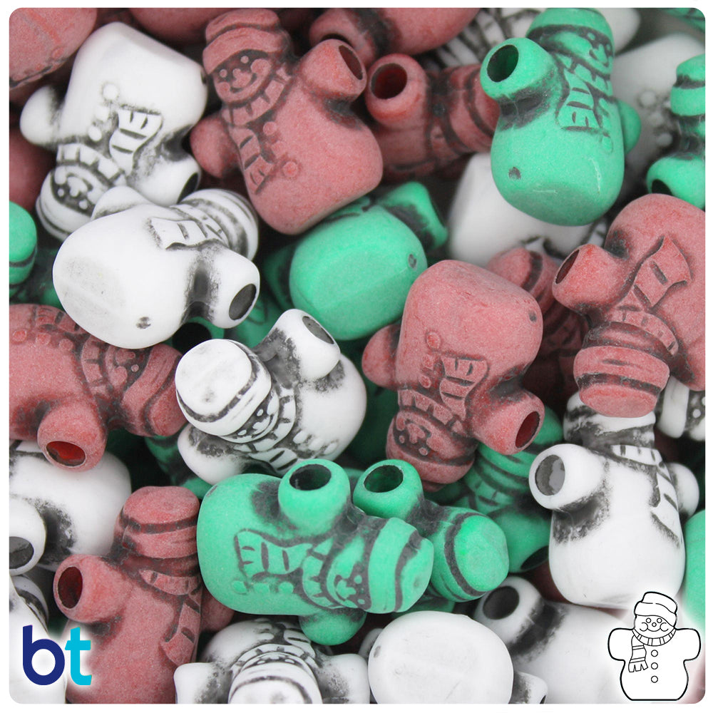 Christmas Antique Mix 22mm Snowman Pony Beads (24pcs)