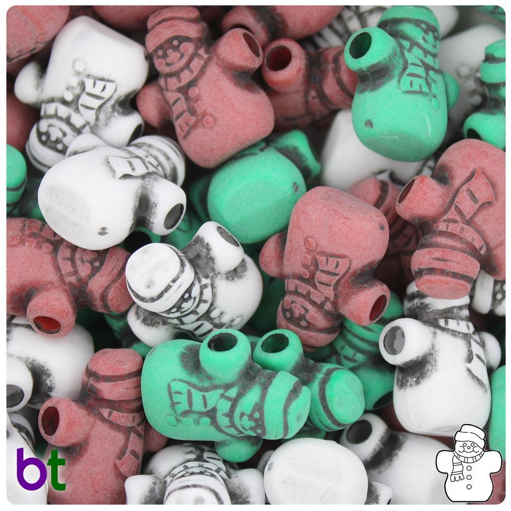Christmas Antique Mix 22mm Snowman Pony Beads (8pcs)