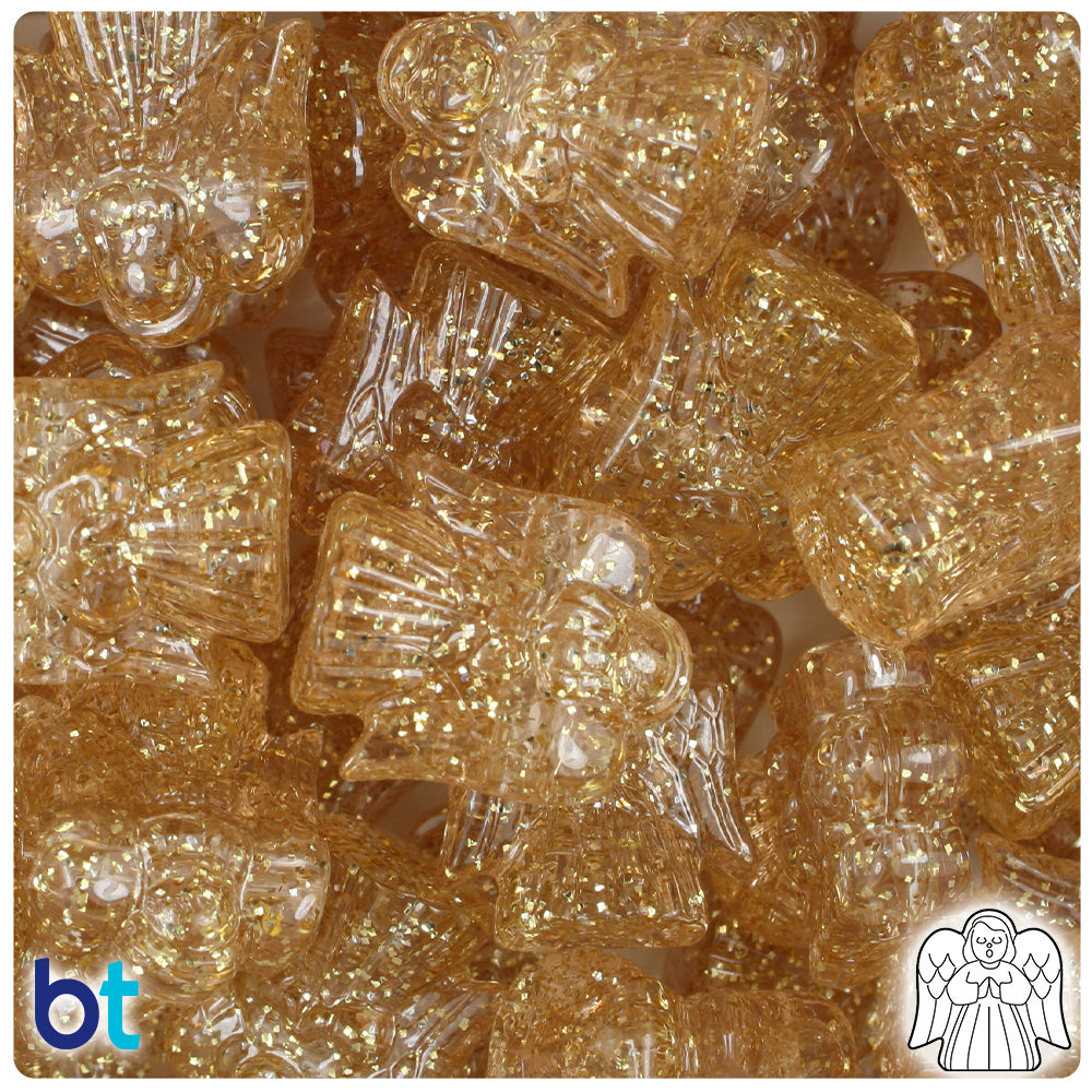 Gold Sparkle 22mm Angel Pony Beads (24pcs)