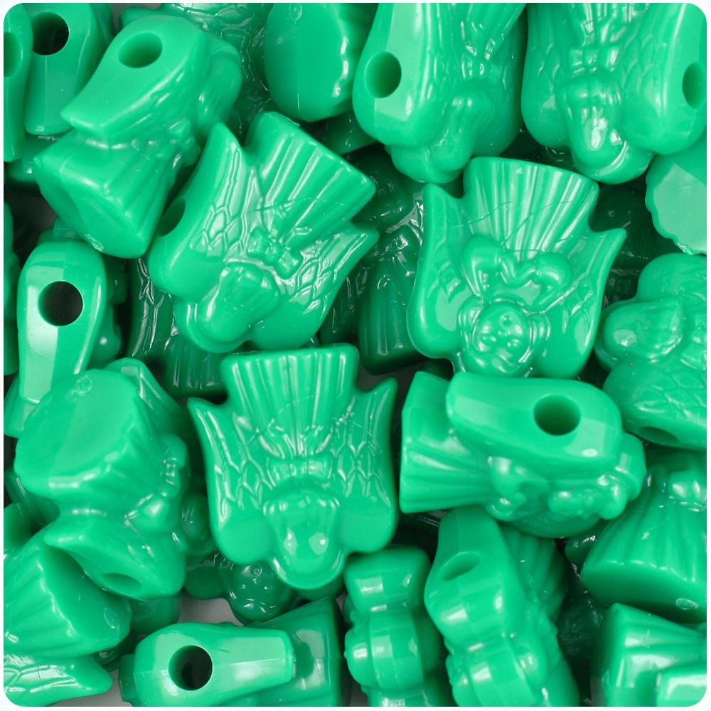 Green Opaque 22mm Angel Pony Beads (8pcs)