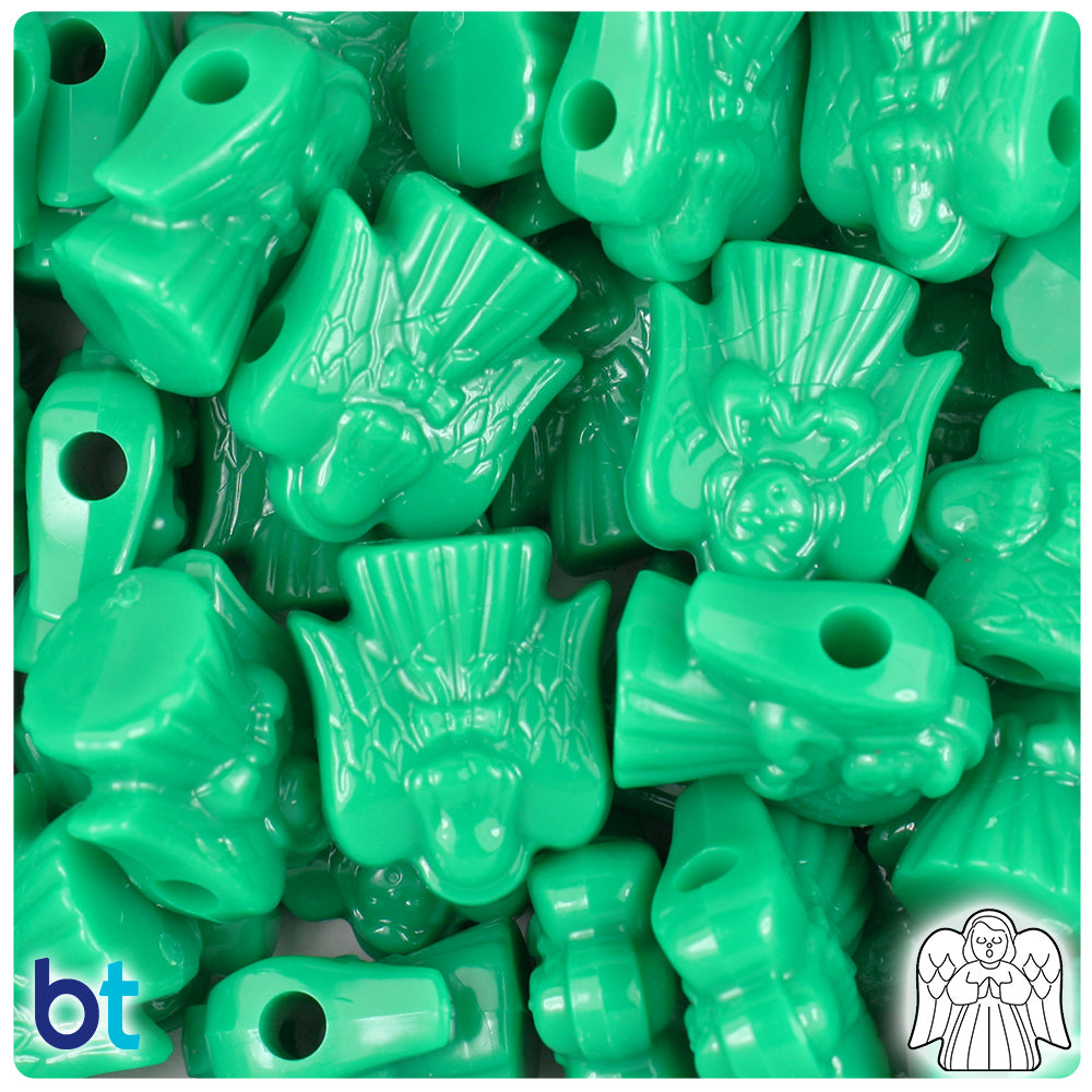 Green Opaque 22mm Angel Pony Beads (24pcs)