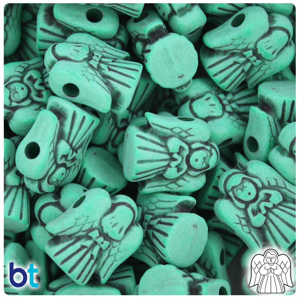 Green Antique 22mm Angel Pony Beads (24pcs)