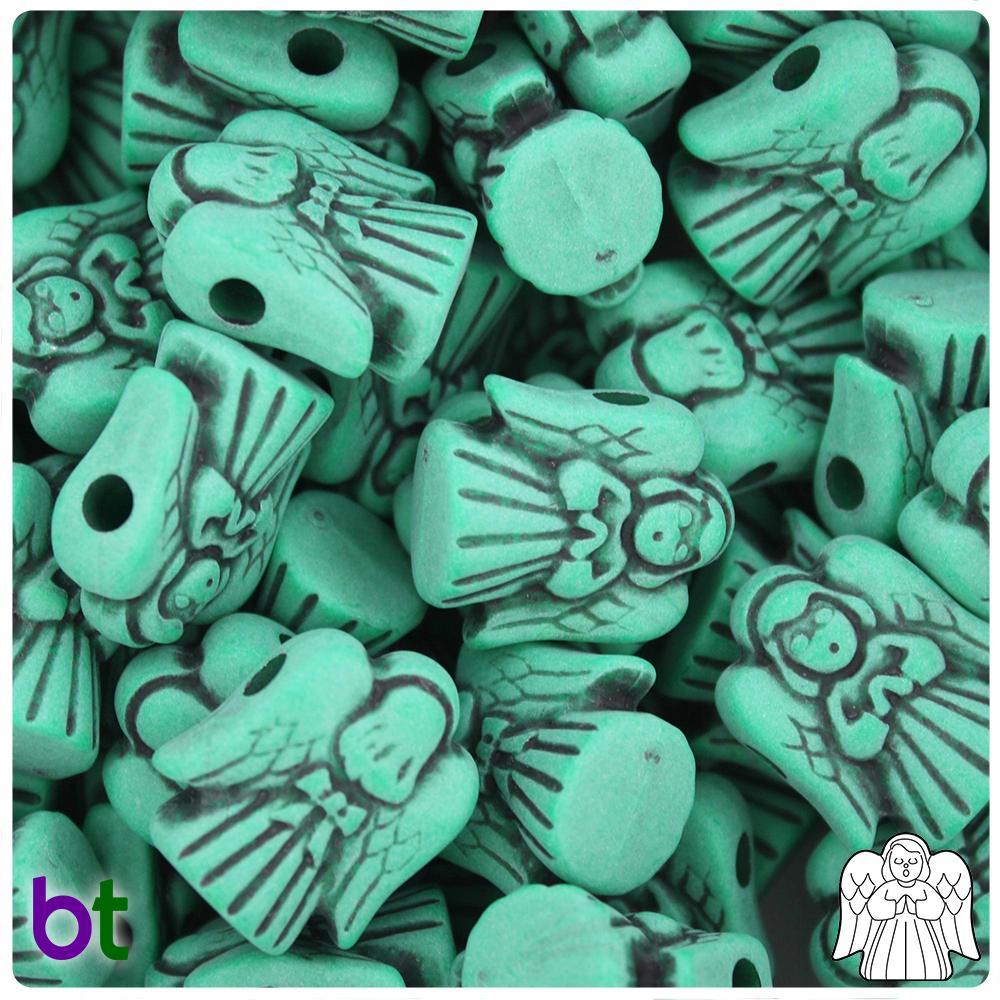 Green Antique 22mm Angel Pony Beads (8pcs)