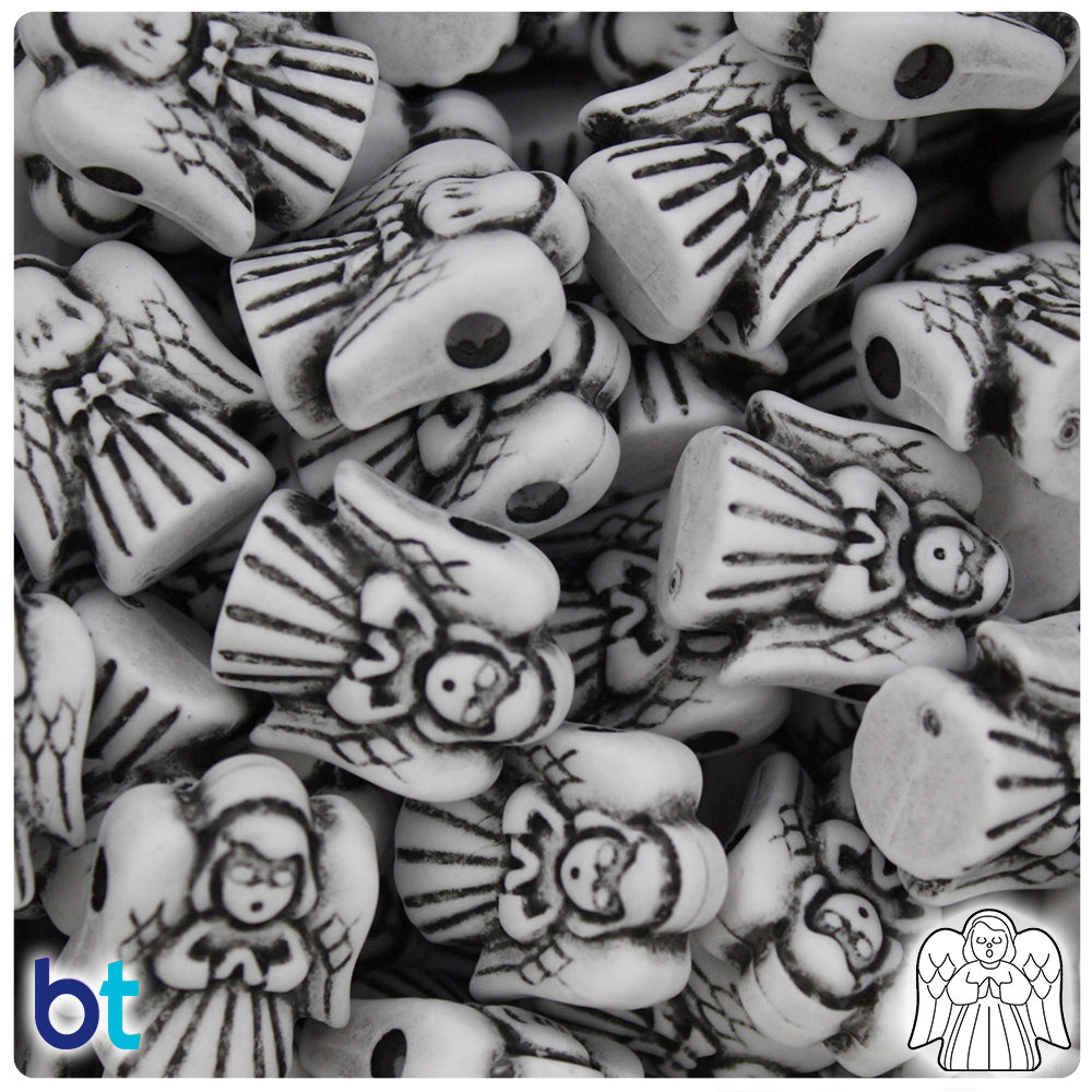 White Antique 22mm Angel Pony Beads (24pcs)