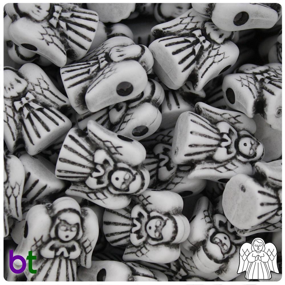 White Antique 22mm Angel Pony Beads (8pcs)
