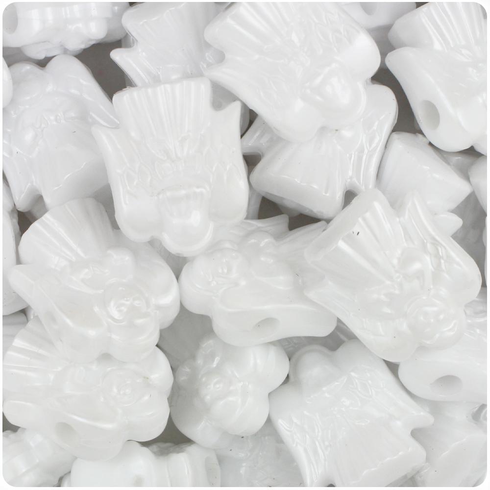 White Pearl 22mm Angel Pony Beads (8pcs)