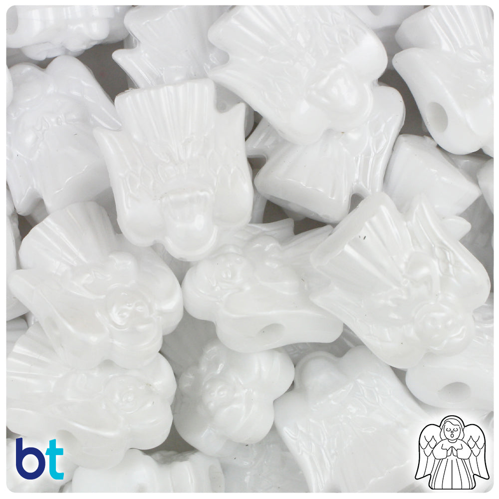 White Pearl 22mm Angel Pony Beads (24pcs)