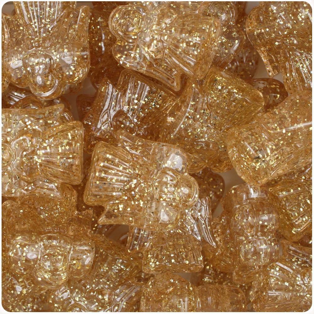 Gold Sparkle 22mm Angel Pony Beads (8pcs)