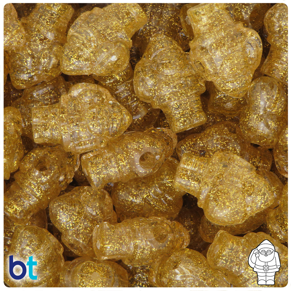 Gold Sparkle 24mm Santa Pony Beads (8pcs)