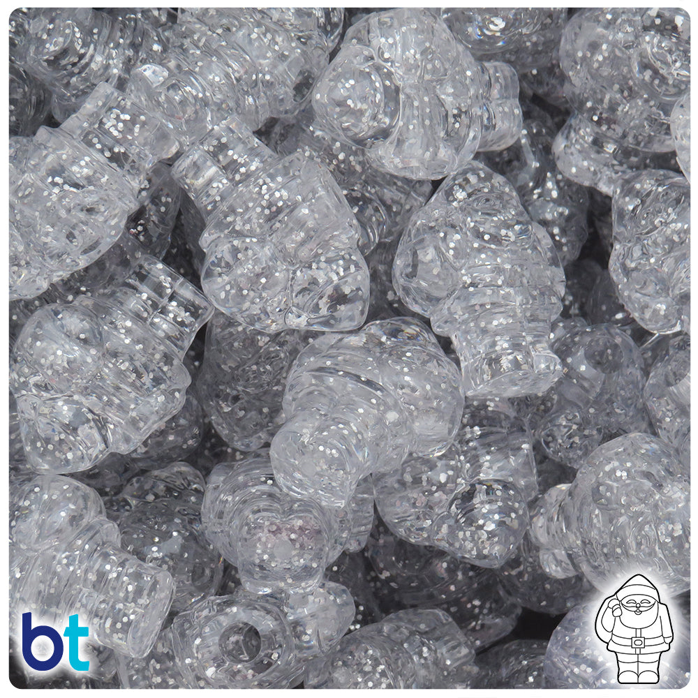 Silver Sparkle 24mm Santa Pony Beads (24pcs)