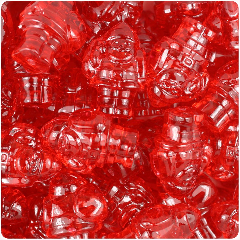 Ruby Transparent 24mm Santa Pony Beads (8pcs)