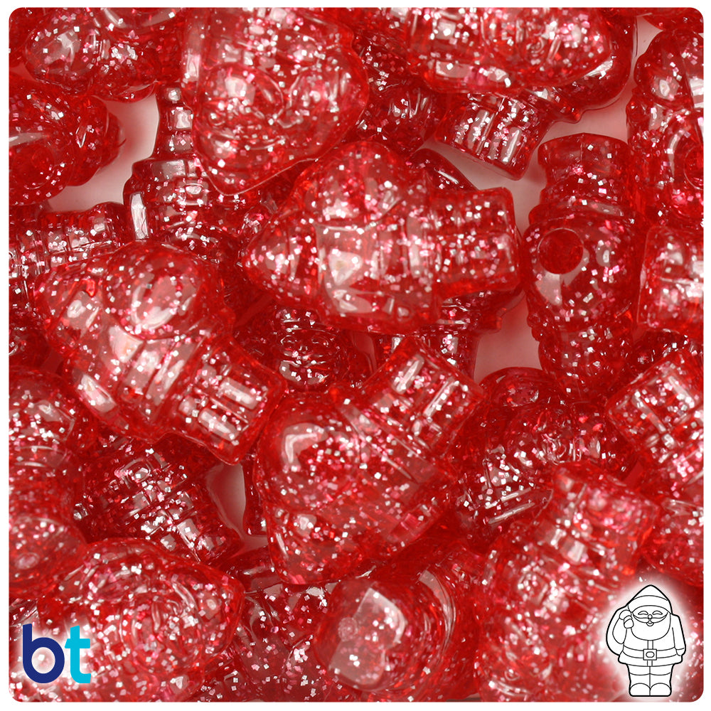 Ruby Sparkle 24mm Santa Pony Beads (24pcs)