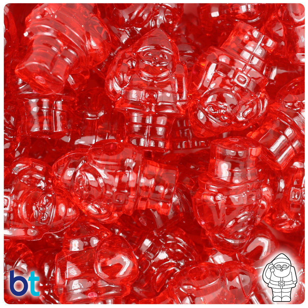 Ruby Transparent 24mm Santa Pony Beads (24pcs)