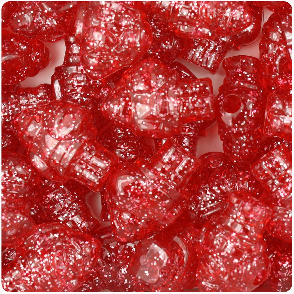 Ruby Sparkle 24mm Santa Pony Beads (8pcs)