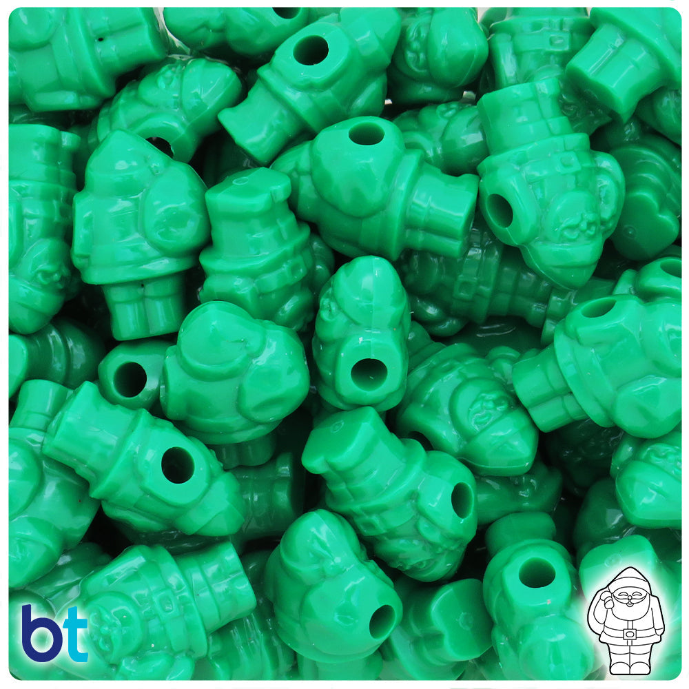 Green Opaque 24mm Santa Pony Beads (8pcs)