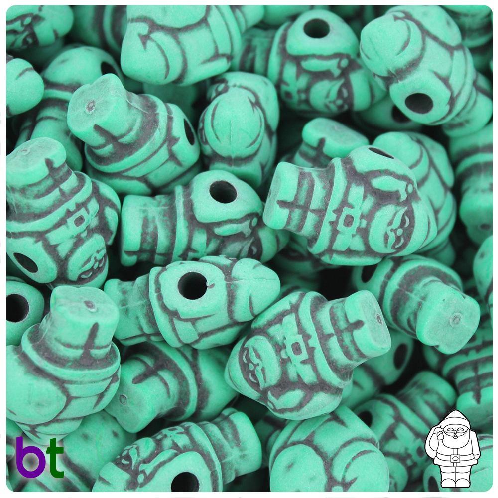 Green Antique 24mm Santa Pony Beads (8pcs)
