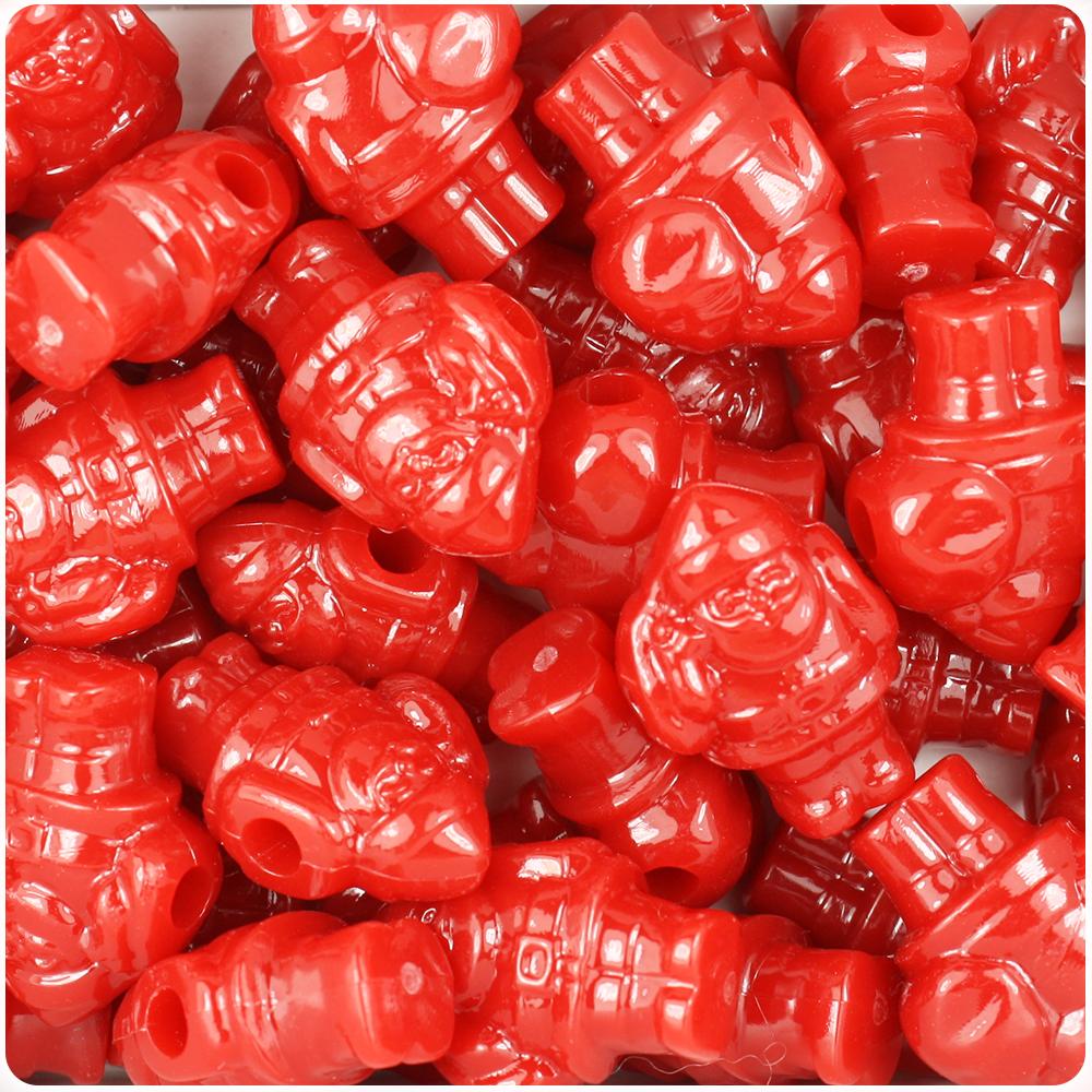 Red Opaque 24mm Santa Pony Beads (8pcs)