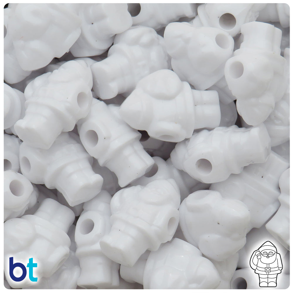 White Opaque 24mm Santa Pony Beads (24pcs)