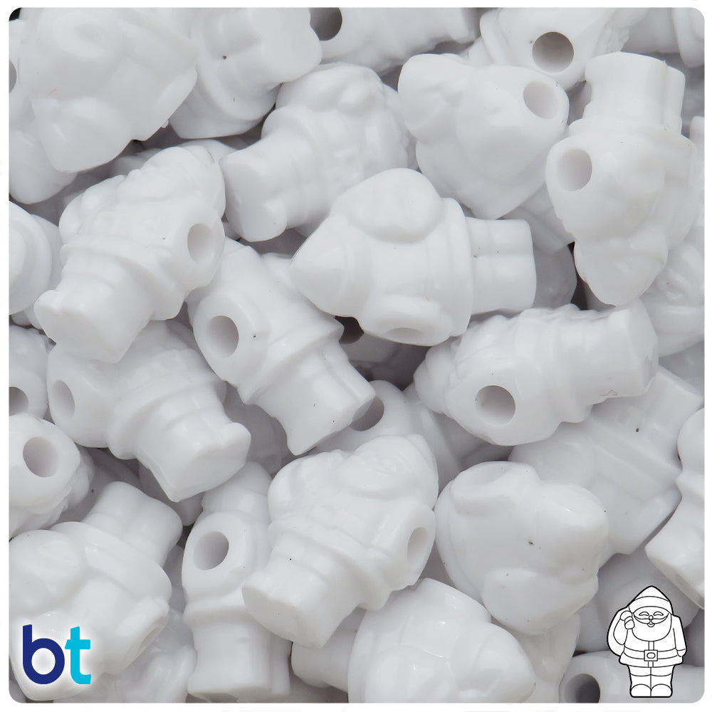 White Opaque 24mm Santa Pony Beads (8pcs)
