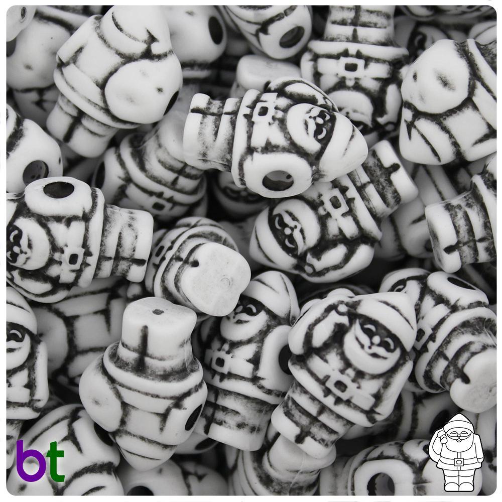 White Antique 24mm Santa Pony Beads (8pcs)
