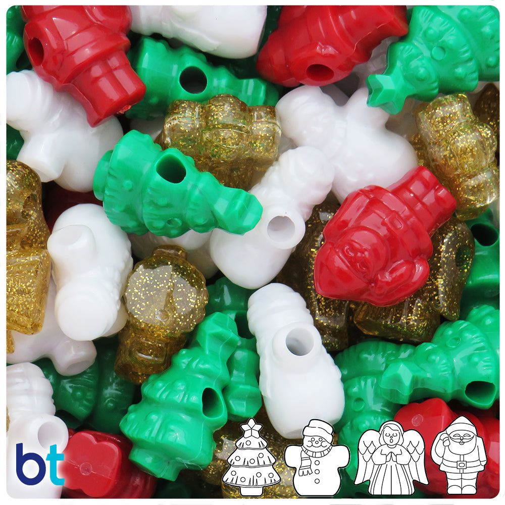 Classic Multi Christmas Mix Pony Beads (8pcs)