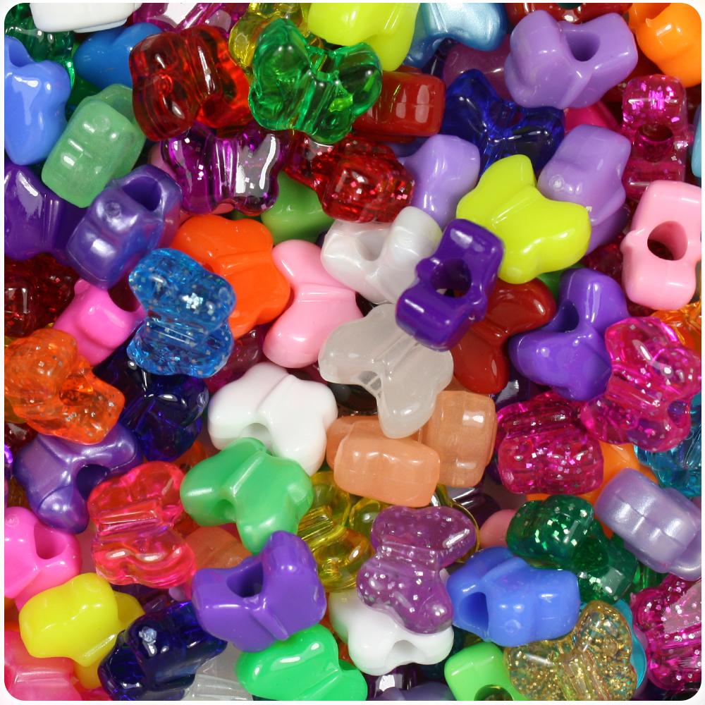 Randomly Mixed 13mm Butterfly Pony Beads (50pcs)