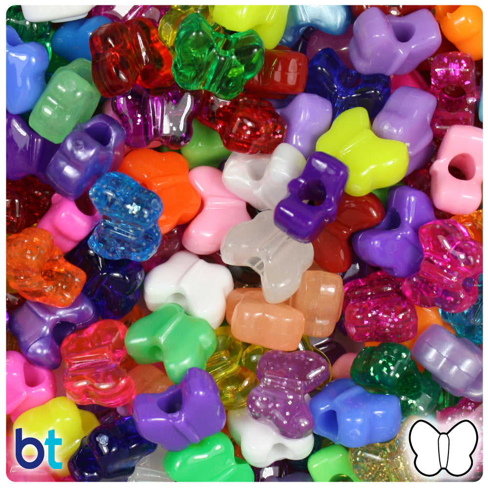 Randomly Mixed 13mm Butterfly Pony Beads (250pcs)