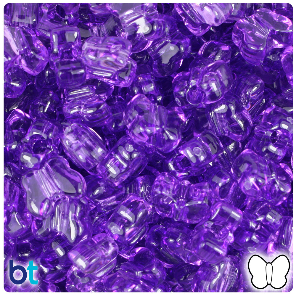 Amethyst Transparent 13mm Butterfly Pony Beads (250pcs)
