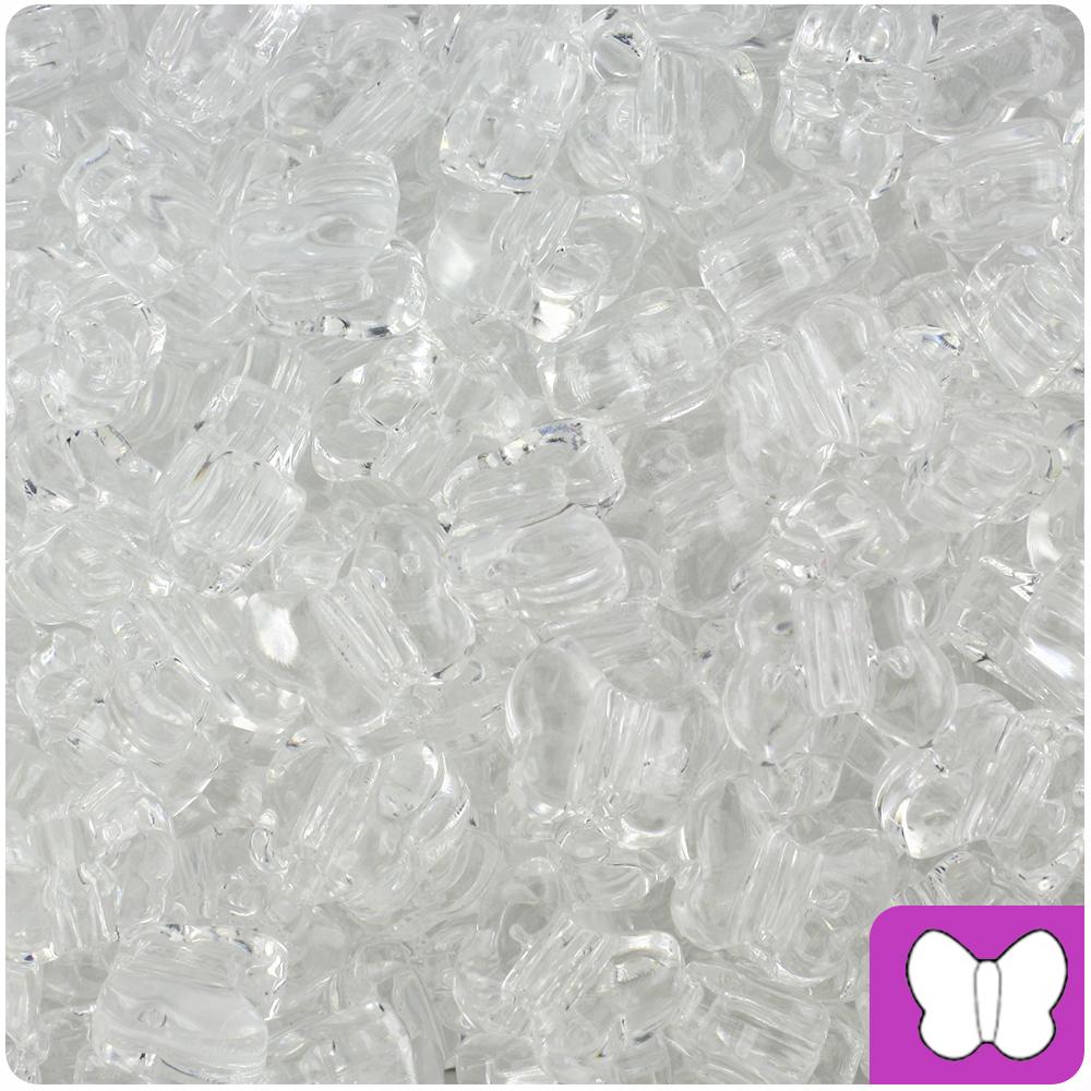 Crystal Transparent 13mm Butterfly Pony Beads (50pcs)