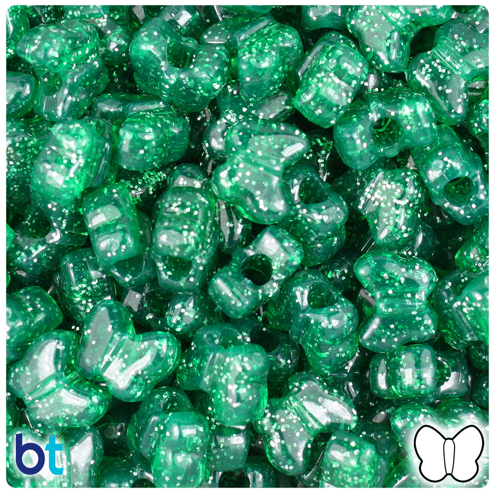 Emerald Sparkle 13mm Butterfly Pony Beads (250pcs)