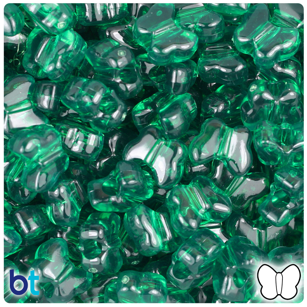 Emerald Transparent 13mm Butterfly Pony Beads (250pcs)