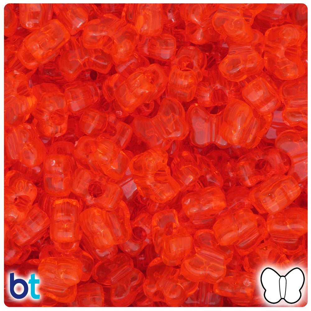 Hyacinth Transparent 13mm Butterfly Pony Beads (50pcs)