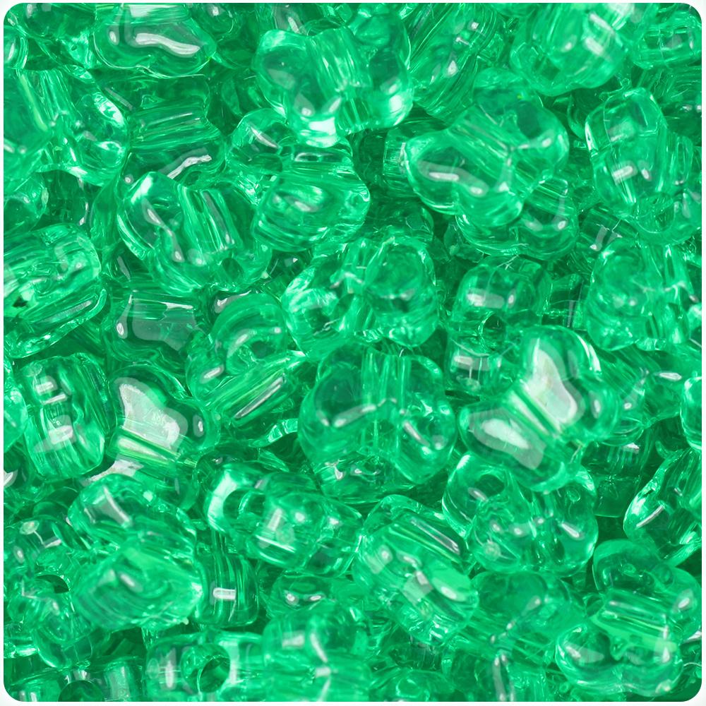 Mint Transparent 13mm Butterfly Pony Beads (50pcs)