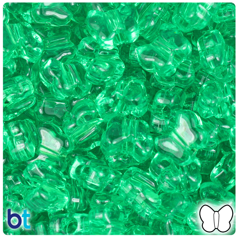 Mint Transparent 13mm Butterfly Pony Beads (250pcs)