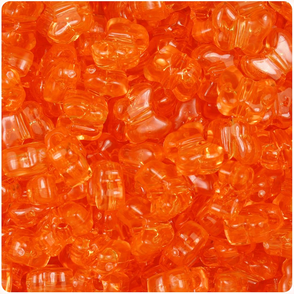 Orange Transparent 13mm Butterfly Pony Beads (50pcs)