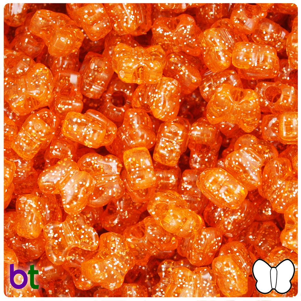 Orange Sparkle 13mm Butterfly Pony Beads (50pcs)