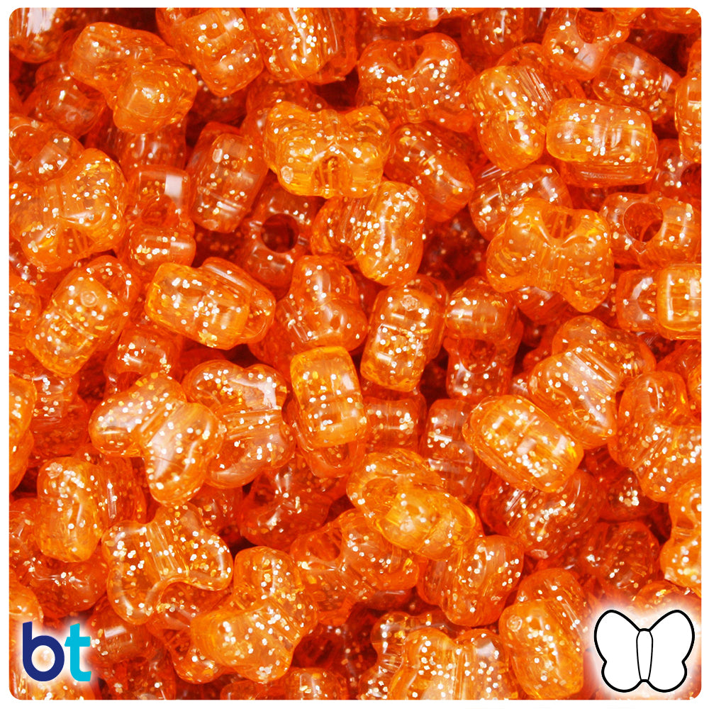 Orange Sparkle 13mm Butterfly Pony Beads (250pcs)
