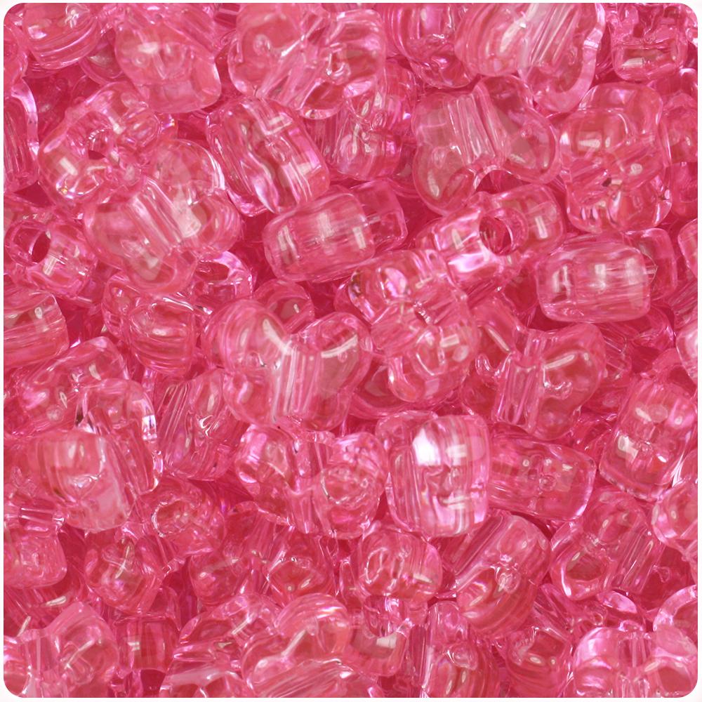 Pink Transparent 13mm Butterfly Pony Beads (50pcs)