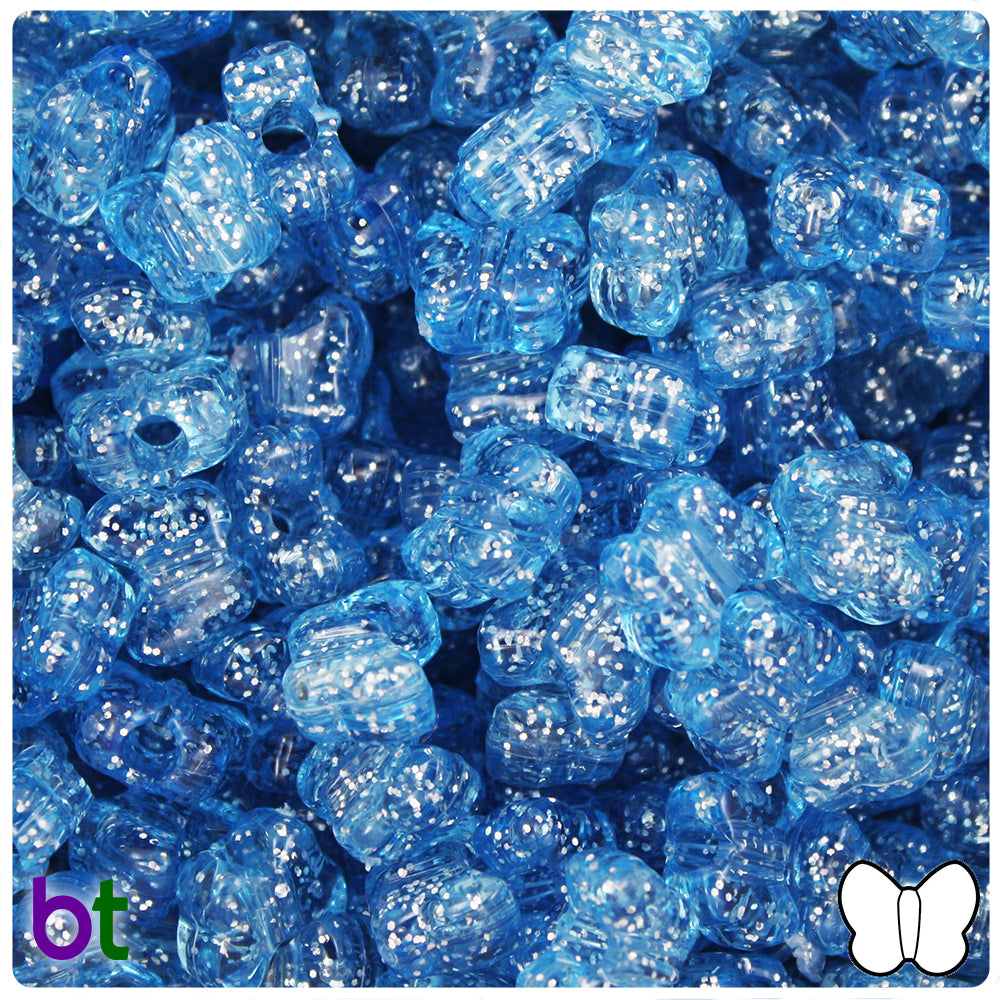 Light Sapphire Sparkle 13mm Butterfly Pony Beads (50pcs)
