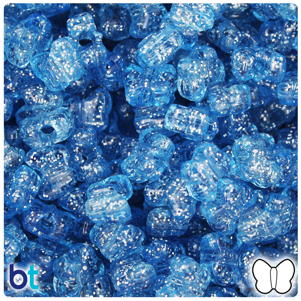 Light Sapphire Sparkle 13mm Butterfly Pony Beads (250pcs)