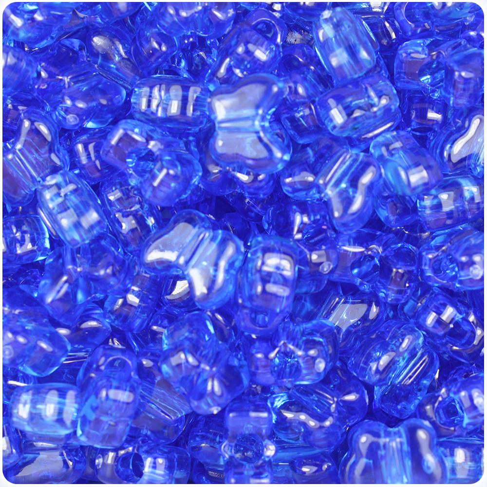 Dark Sapphire Transparent 13mm Butterfly Pony Beads (50pcs)