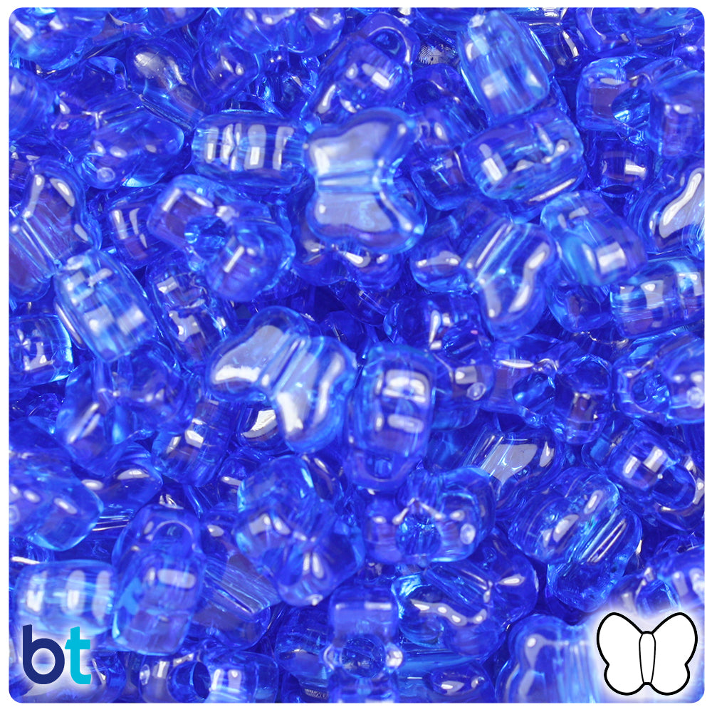 Dark Sapphire Transparent 13mm Butterfly Pony Beads (250pcs)