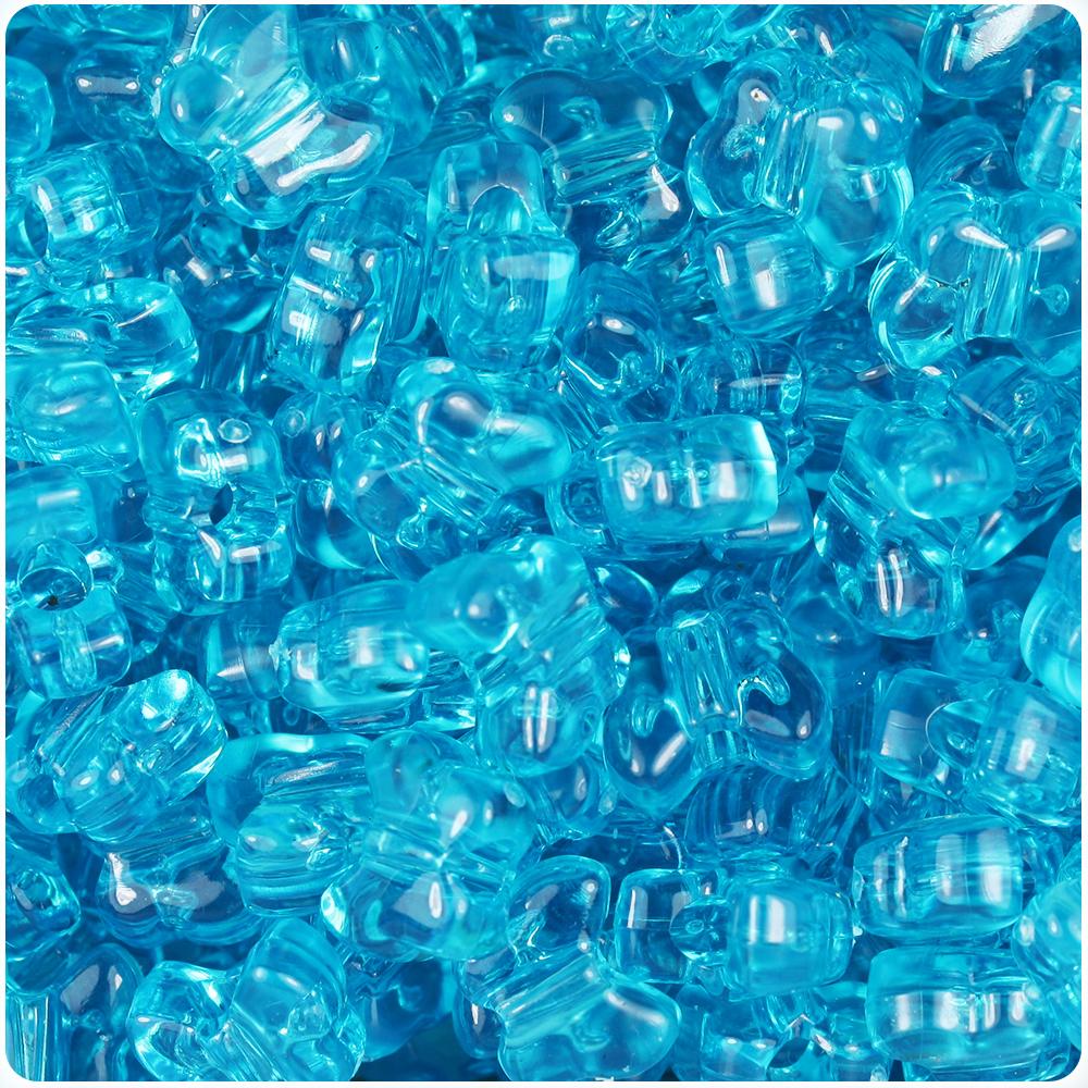 Turquoise Transparent 13mm Butterfly Pony Beads (50pcs)