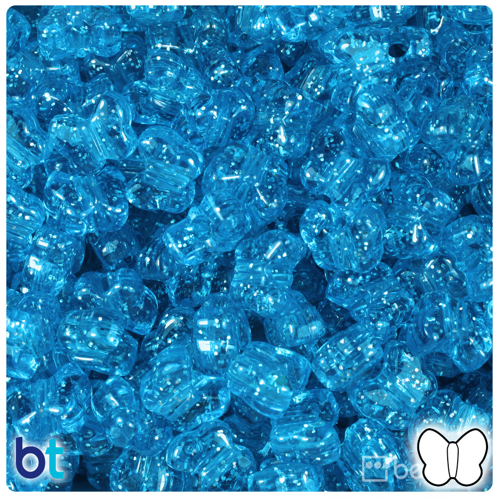 Turquoise Sparkle 13mm Butterfly Pony Beads (250pcs)