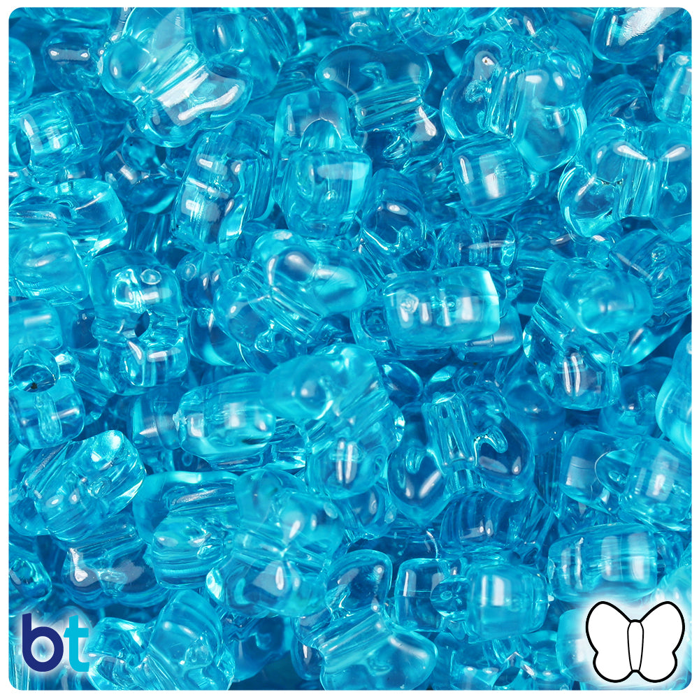 Turquoise Transparent 13mm Butterfly Pony Beads (250pcs)