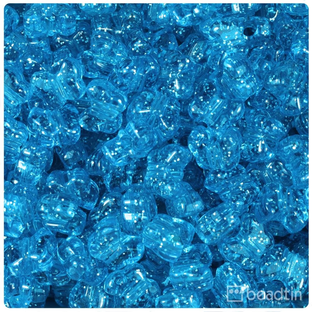 Turquoise Sparkle 13mm Butterfly Pony Beads (50pcs)